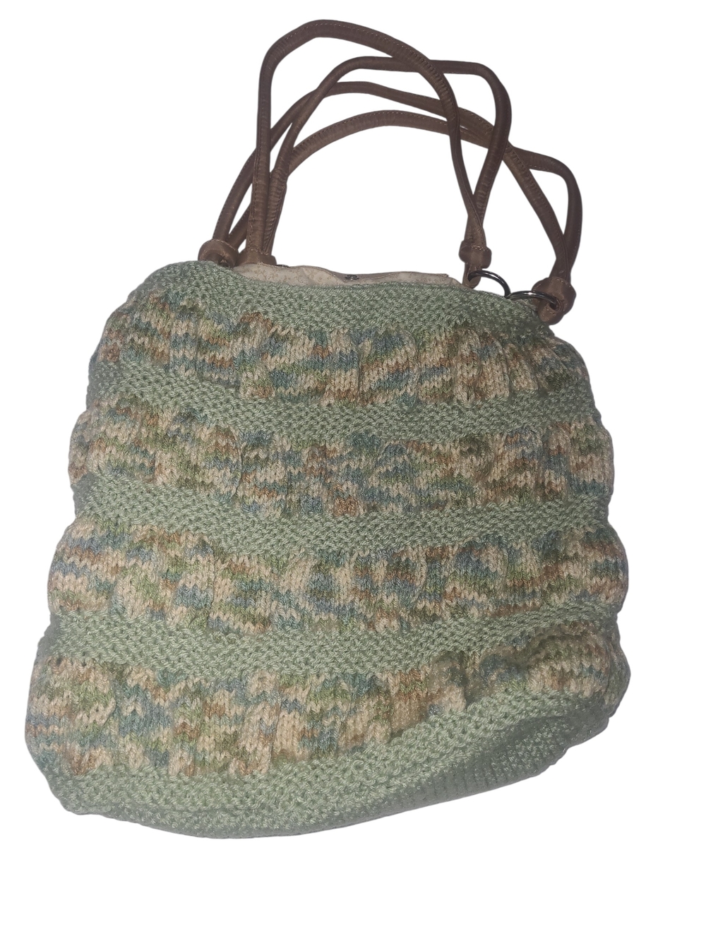 Hand Crafted Knit Shoulder Bag in Sage Green